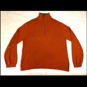 Vintage 04 Banana Republic Silk Cashmere 1/4 Zip Mens Sweater Rust Orange Sz XL